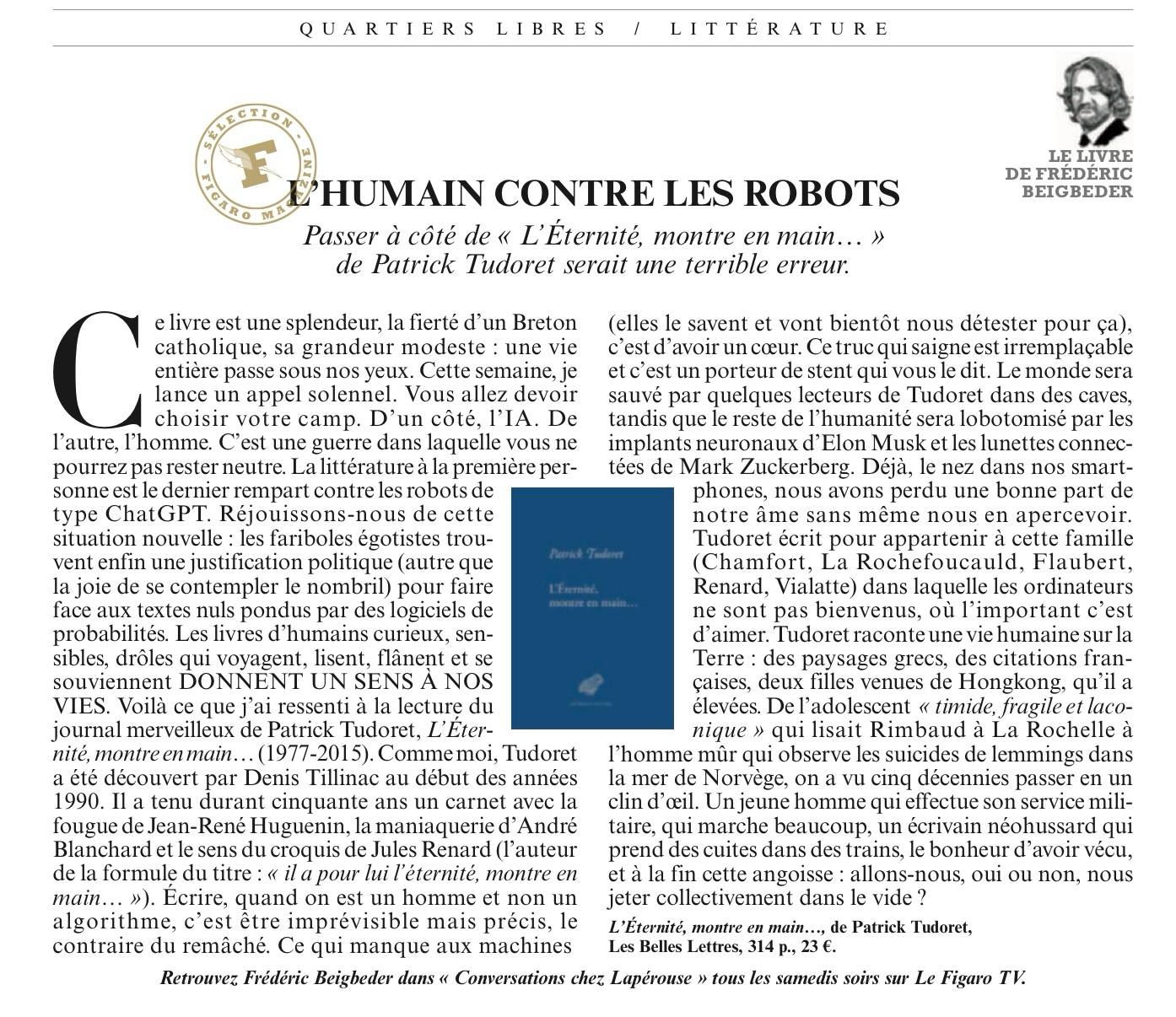 Article de Frédéric Beibeder dans le Figaro